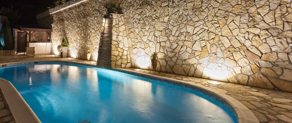 Cool white light near a pool in Tarrytown, NY.