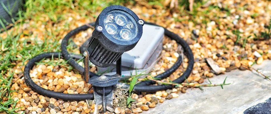 Lighting fixture installed on the ground in Tarrytown, NY.