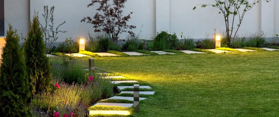 Walkway with outdoor lighting in Elmsford, NY.