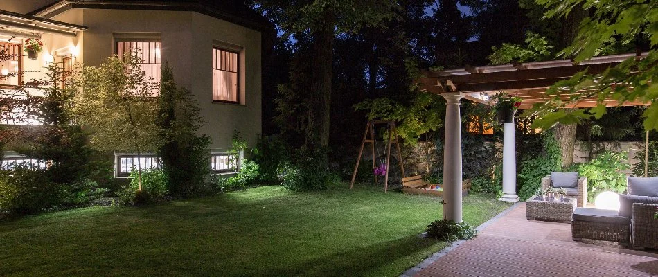 Outdoor lighting on property in Saddle River, NJ.